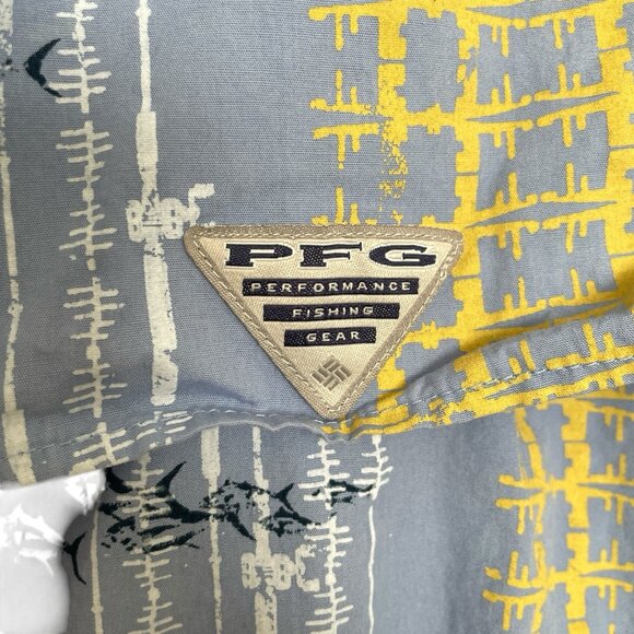 Columbia PFG Shirt Mens XL Fishing Boat Vented Slimming Vertical Pattern Blue - Picture 5 of 10